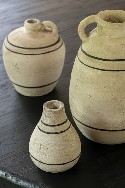 GRAND VASE TERRE CUITE BEIGE/NOIR JLINE