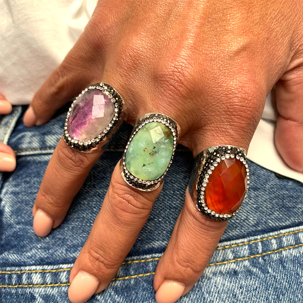 BAGUE ARGENT CHRYSOPRASE