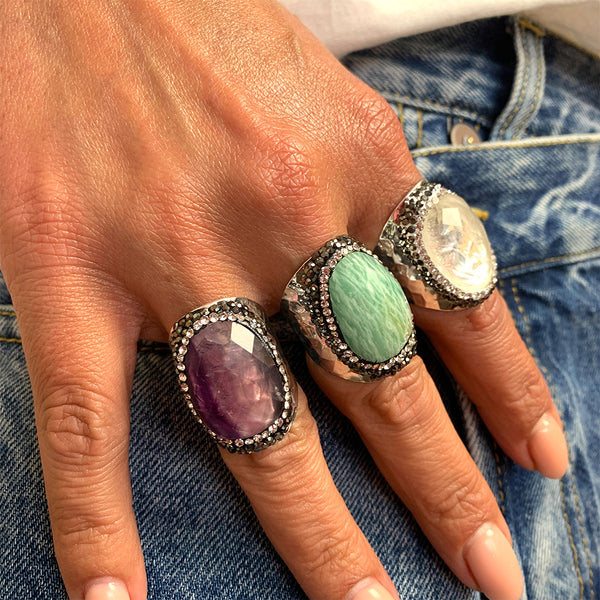 BAGUE ARGENT AMAZONITE