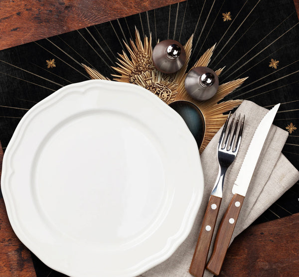 SET DE TABLE VINYLE NOIR COEUR GOLD PODEVACHE