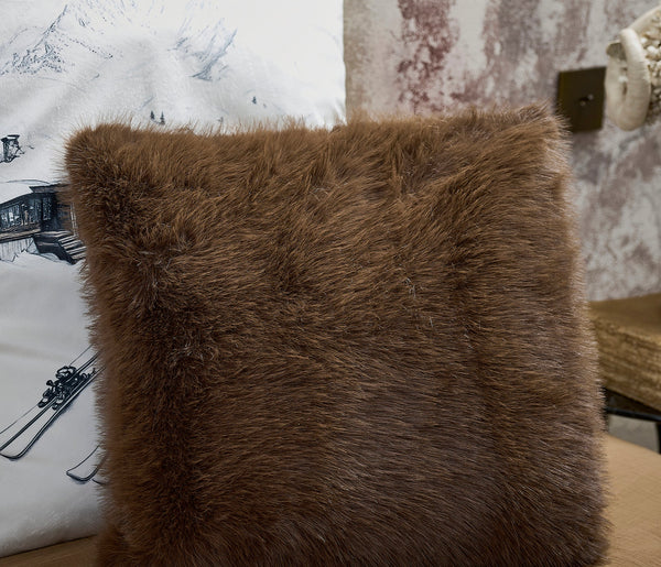 COUSSIN FAUSSE FOURRURE TAUPE PODEVACHE