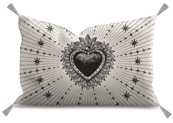 COUSSIN RECTANGLE VELOURS ECRU EX VOTO NOIR PODEVACHE