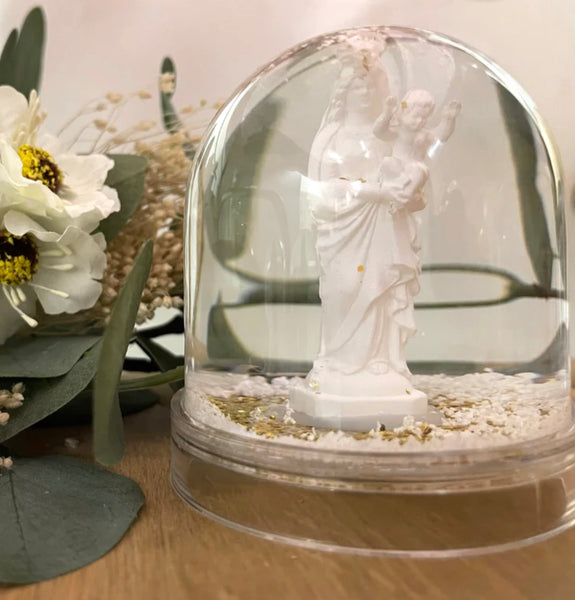 BOULE A NEIGE BONNE MERE BLANC J'AI VU LA VIERGE