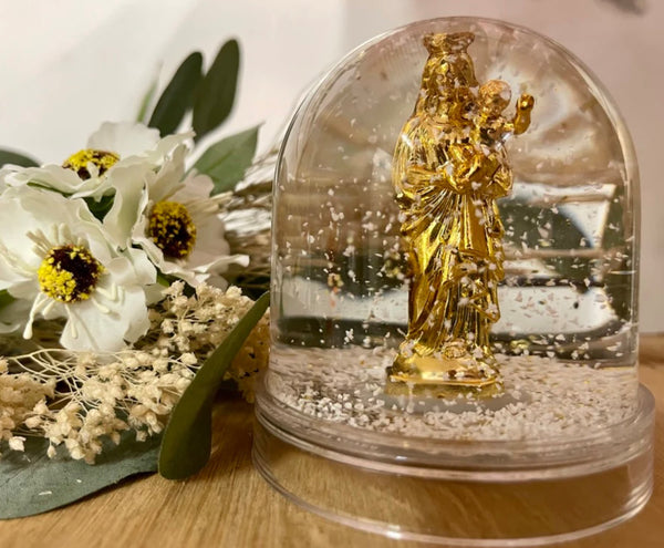 BOULE A NEIGE BONNE MERE OR J'AI VU LA VIERGE
