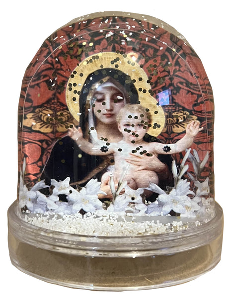 BOULE A NEIGE IMPRIMEE VIERGE A L'ENFANT J'AI VU LA VIERGE