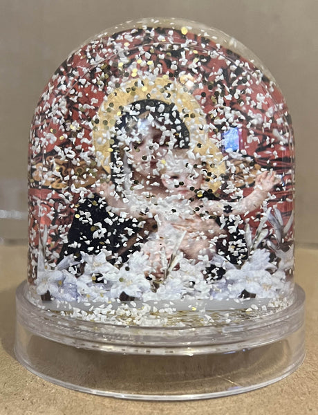 BOULE A NEIGE IMPRIMEE VIERGE A L'ENFANT J'AI VU LA VIERGE