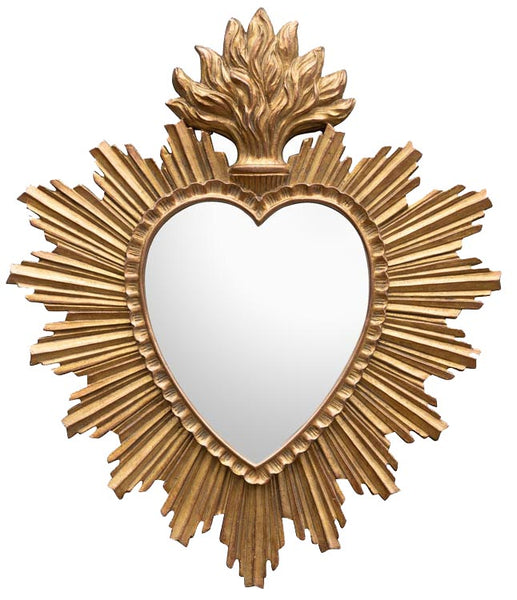 MIROIR COEUR EX VOTO RESINE EMDE
